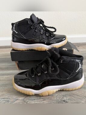 Jordan Kids Black Patent Leather Sneakers with Gum Outsole